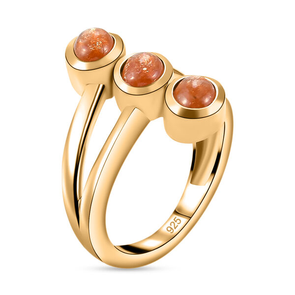 Korevora Sonnenstein Bypass Ring 925 Silber vergoldet image number 5