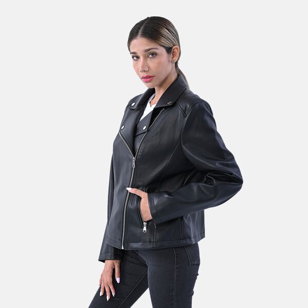 LA MAREY: Jacke aus Kunstleder, Schwarz  image number 2