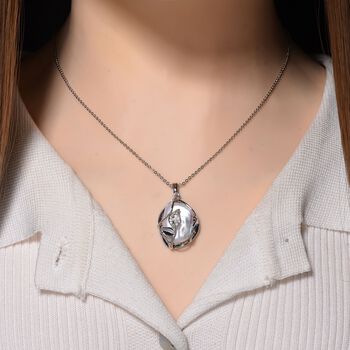 Wei&szlig;er S&uuml;&szlig;wasserperle und Zirkonia Anh&auml;nger mit 50+5cm Kette