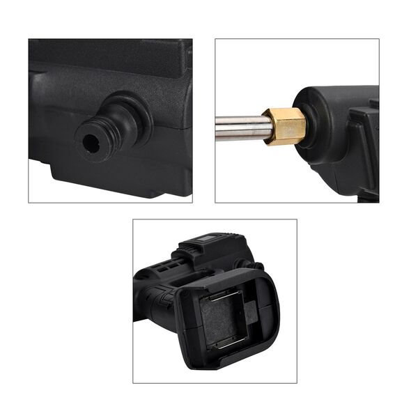 Hochdruckreiniger Akku-Wasserpistole f&uuml;r Auto, Garten und Haushalt, kabellos, 22  Bar, 30&times;12&times;28 cm, Schwarz image number 6