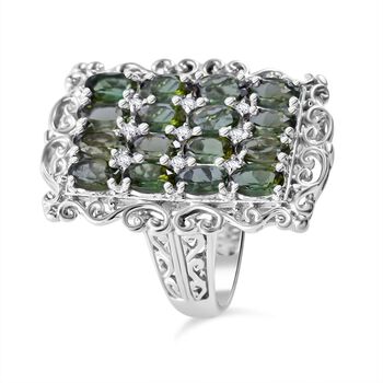 Gr&uuml;ner Turmalin und Zirkon-Ring - 3,70 ct.