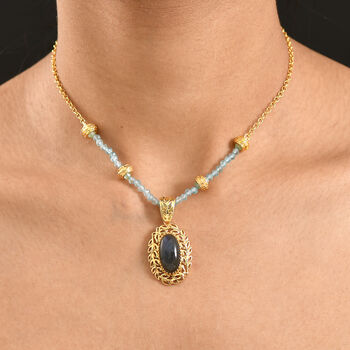 EverTrue AAA Labradorit und blaue Apatit 45cm Halskette - 14,56 ct.