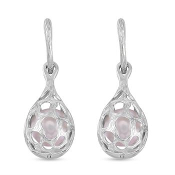 Wei&szlig;e Edison Perle (12-13 mm) Ohrringe, 925 Silber rhodiniert