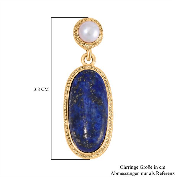 Lapislazuli und weiße Süßwasserperle Ohrringe - 30 ct. image number 6