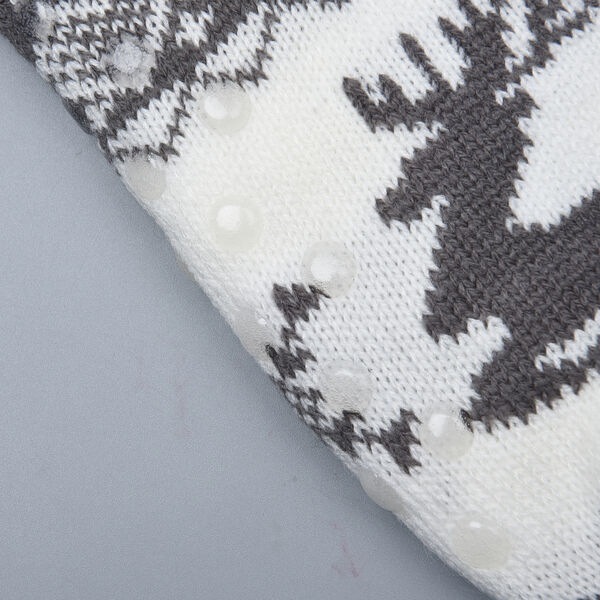 1 Paar rutschfeste Haus Socken mit Jojoba Infusion und Sherpa Futter, Einheitsgröße 24x23x12 cm, Grau und Weiß image number 2