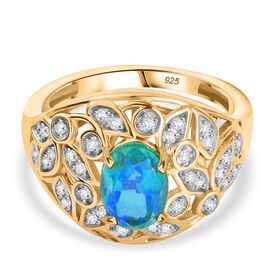 Pfau Quarz Triplett und Zirkon Ring - 1,81 ct.