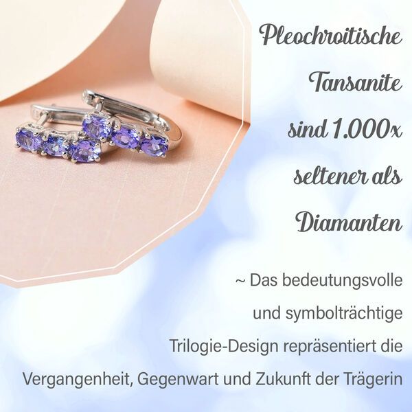 Tansanit Trilogie Huggie Ohrringe - 1,10 ct. image number 7