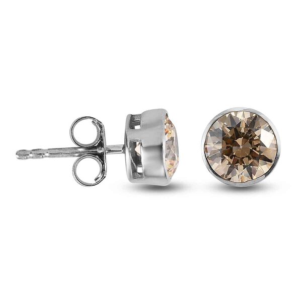 LUSTRO STELLA Hergestellt mit Champagner ZIRKONIA Ohrstecker 925 Silber Platin-&Uuml;berzug image number 3