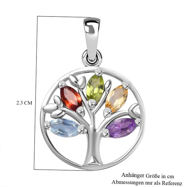 Mehrfarbige Edelstein Anh&auml;nger, 925 Silber platiniert ca. 0.84 ct image number 6