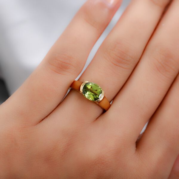 Peridot Solit&auml;r Ring 925 Silber 585 Vergoldet image number 3