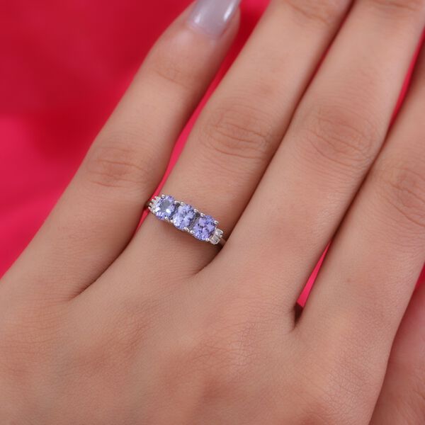 Tansanit und Diamant Trilogie Ring - 1,01 ct. image number 3