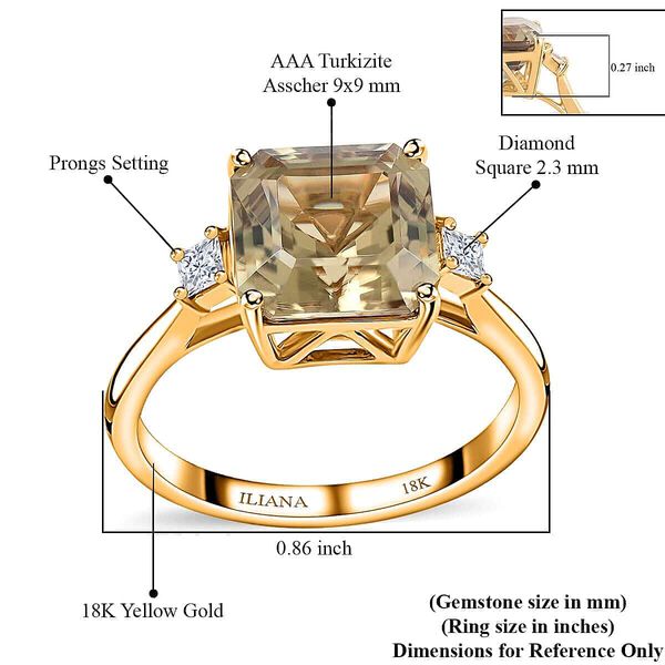 AAA Turkizit, Wei&szlig;er Diamant Ring 585 Gold (Gr&ouml;&szlig;e 20.00) ca. 4,35 ct image number 5