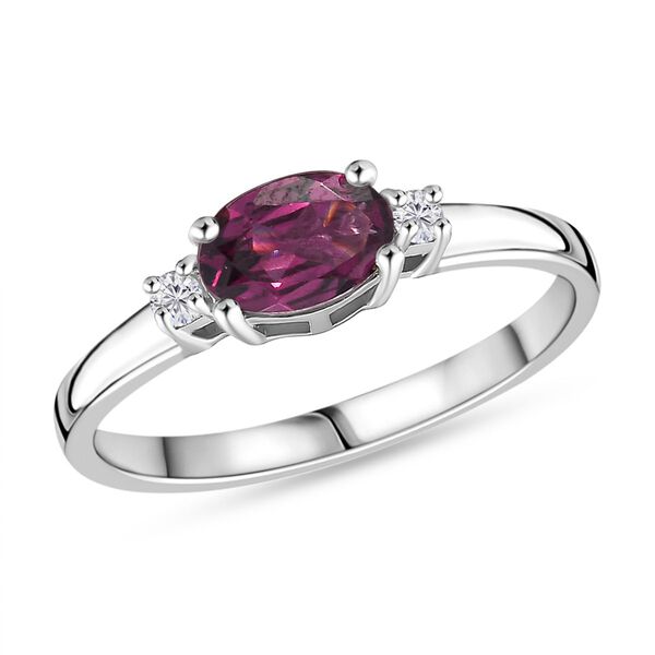 Rhodolith Granat Schmuckset 925 Silber rhodiniert, (Größe 19.00), ca. 3.93 ct image number 4