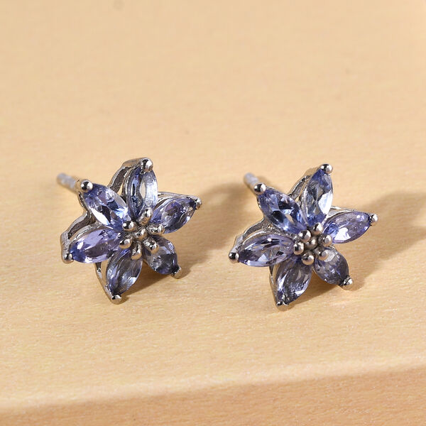 Tansanit-Ohrringe, 925 Silber platiniert ca. 1,06 ct image number 2