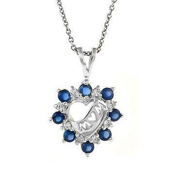 Labor blauer Saphir und Zirkonia-Anh&auml;nger mit 45cm Kette - 0,50 ct.