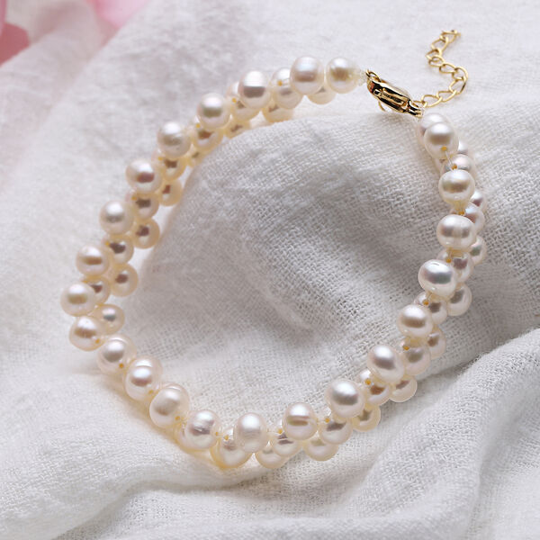 S&uuml;&szlig;wasserzuchtperlen-Armband, ca. 19 cm, Messing ca. 97,50 ct image number 2