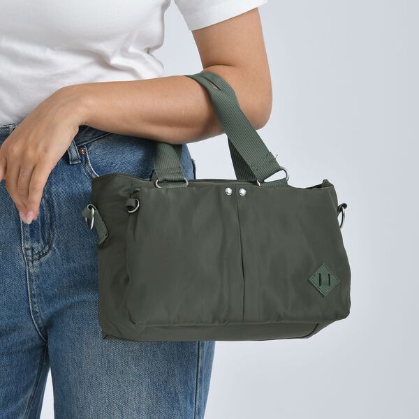 Crossbody Tasche mit mehreren Rei&szlig;verschlussf&auml;chern, abnehmbarem Schulterriemen und Tragegriffen, 26x11x20cm, Gr&uuml;n image number 4