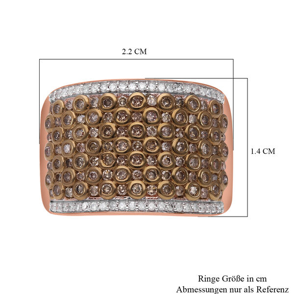 Natürlicher Champagner und weißer Diamant-Ring - 1 ct. image number 4
