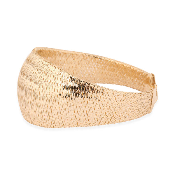 Italienischer gew&ouml;lbter Omega Armreif, ca. 18 cm mit 2.54 cm Verl&auml;ngerung, 375 Gelbgold image number 1