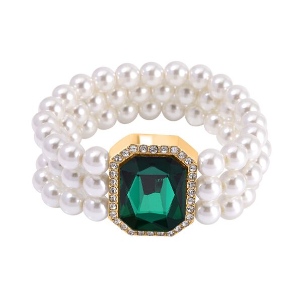 Glasperlen, gr&uuml;nes Glas und wei&szlig;es Kristall-Schmuckset image number 5