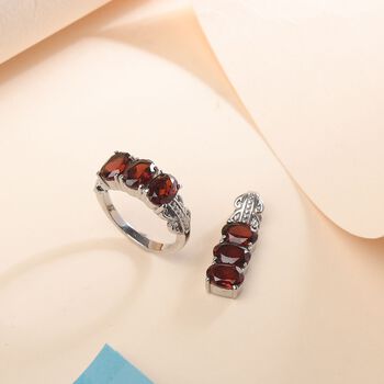 Roter Granat Schmuckset  Edelstahl ca. 5.99 ct