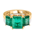 Smaragd-Quarz Triplette Ring 925 Silber 750 Gelbgold Vermeil (Größe 17.00) ca. 5,23 ct