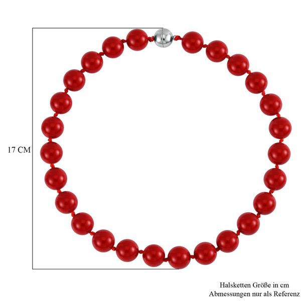 Rote Muschelkernperle Halskette ca. 50 cm Reiner Edelstahl image number 5