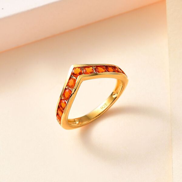 Salamanca Feueropal Ring 925 Silber vergoldet (Gr&ouml;&szlig;e 19.00) ca. 0.69 ct image number 2