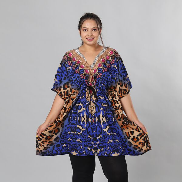 V-Ausschnitt bedruckter Kaftan image number 2