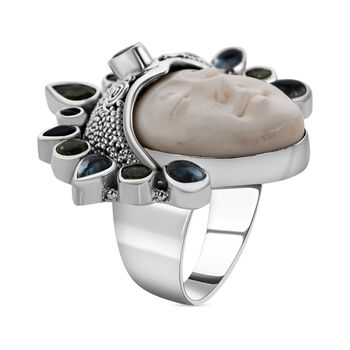 Sajen Silver- Ochse Knochen und Multi-Edelstein-Ring - 17,47 ct.