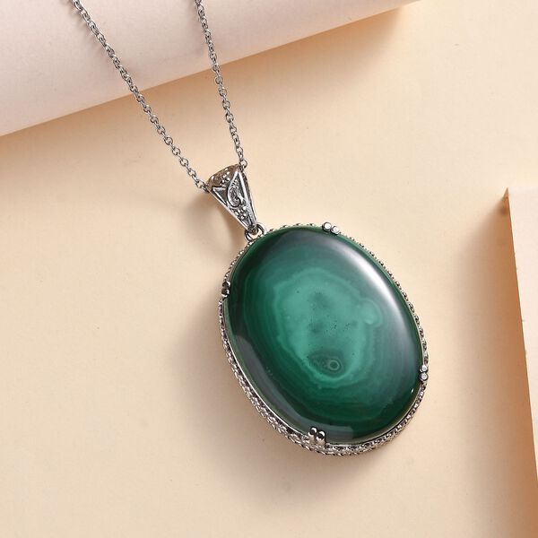 Malachit-Anhänger mit 50cm Kette - 99,01 ct. image number 2