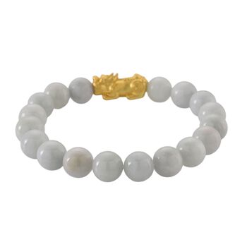 D'Joy Wei&szlig;e Jade Armband Flexibles (18 - 19 cm) 925 Silber vergoldet ca. 150,00 ct.