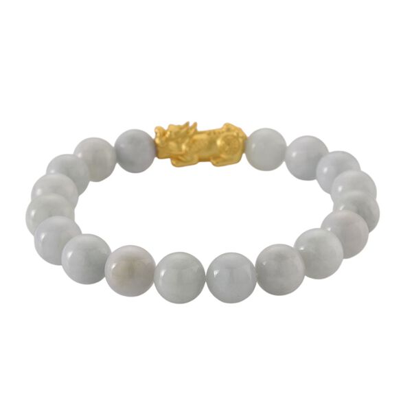 D'Joy Wei&szlig;e Jade Armband Flexibles (18 - 19 cm) 925 Silber vergoldet ca. 150,00 ct. image number 4