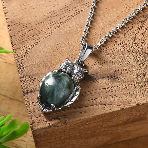 Sibirischer Seraphinite Schmuckset Edelstahl ca. 4,72 ct. image number 1