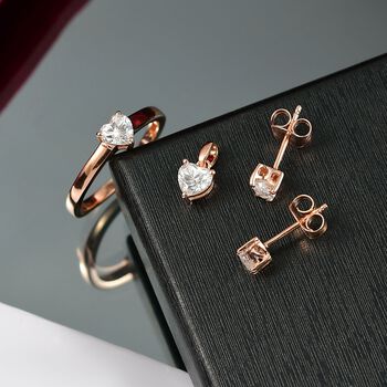 D&rsquo;Joy Moissanit Schmuckset, 925 Silber 750 Ros&eacute;gold Vermeil - 1,46 ct.