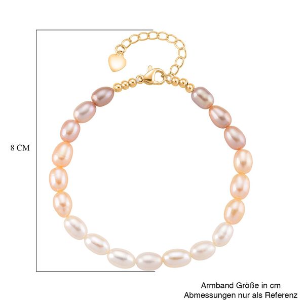 AAA Mehrfarbige Süßwasser Perle Armband ca. 18 cm + 2.5 cm Extender, Nickelfreies Messing gelb vergoldet image number 7