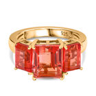 Padparadscha Quarz Triplette Ring 925 Silber 750 Gelbgold Vermeil (Größe 17.00) ca. 5,30 ct