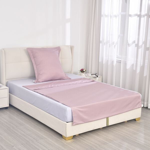 2-teiliges Bettw&auml;sche-Set mit vertikalem Streifenmuster, 135x200 cm und 80x80 cm, Rosa image number 2