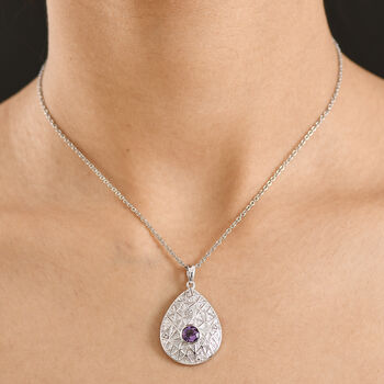 EverTrue bolivianischer Amethyst und wei&szlig;er Topas Anh&auml;nger mit 50cm Kette - 0,92 ct.