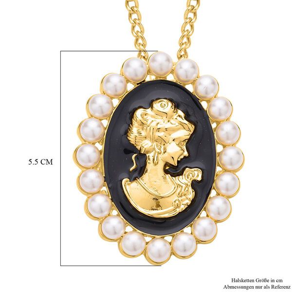 Kamee Kette und Brosche mit simulierten Perle, 15 Ct. image number 8