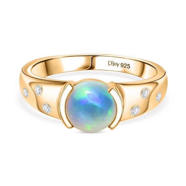 D'Joy AA Natürlicher, äthiopischer Welo Opal, Moissanit Ring 925 Silber 750 Gelb Vergoldet (Größe 17.00) (10-15 Werktage Lieferzeit) ca. 1.01 ct image number 0