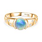 D'Joy AA Natürlicher, äthiopischer Welo Opal, Moissanit Ring 925 Silber 750 Gelb Vergoldet (Größe 17.00) (10-15 Werktage Lieferzeit) ca. 1.01 ct