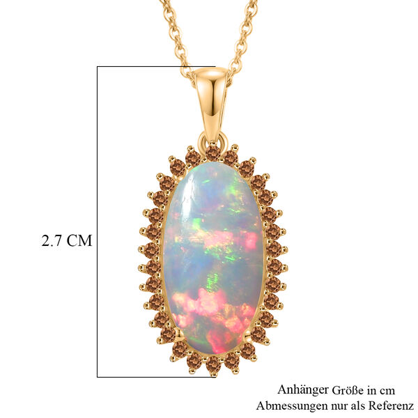 LUXURIANT AAA nat&uuml;rlicher, &auml;thiopischer Welo Opal und Labor roter Diamant Anh&auml;nger mit 50cm Kette - 3,98 ct. image number 5