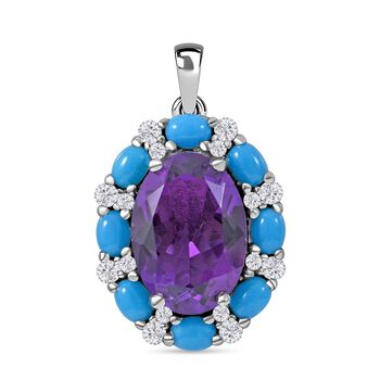 AA Lusaka Amethyst, Sleeping Beauty T&uuml;rkis und Zirkon Anh&auml;nger - 8,07 ct.