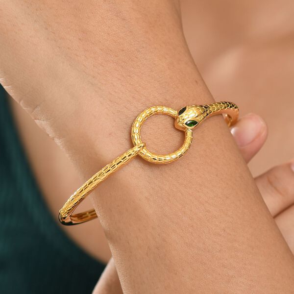 Nat&uuml;rlicher Chromdiopsid, Kanchanaburi Blauer Saphir Armreif ca. 19 cm 925 Silber 750 Gelbgold Vermeil ca. 0,37 ct. image number 4