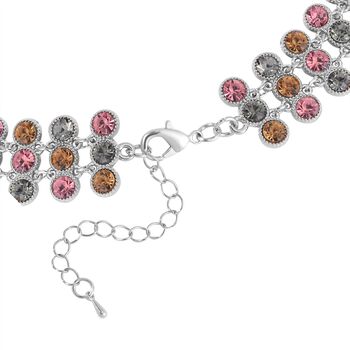 Mehrfarbiger Kristall Halskette ca. 50 cm Legierung