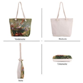 Jacquardgewebte Tasche aus Jute, 42x37x34 cm, Blumenmuster