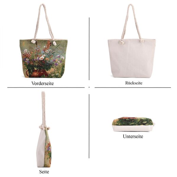 Jacquardgewebte Tasche aus Jute, 42x37x34 cm, Blumenmuster image number 4