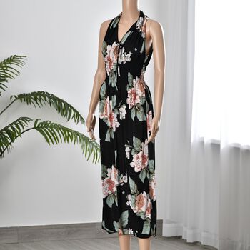 Maxikleid mit gesmokter Taille, Schwarz