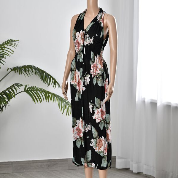 Maxikleid mit gesmokter Taille, Schwarz image number 3